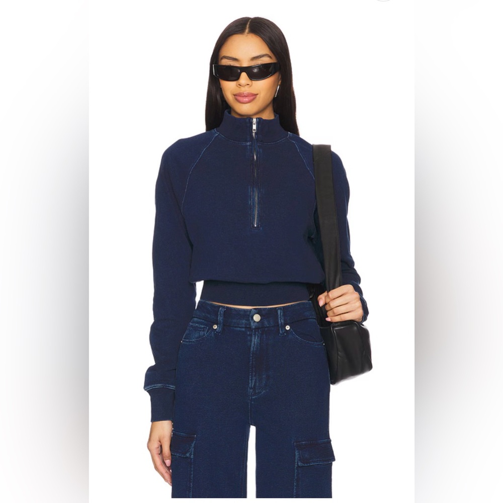 Jeanius Mock Zip Pullover in Indigo377